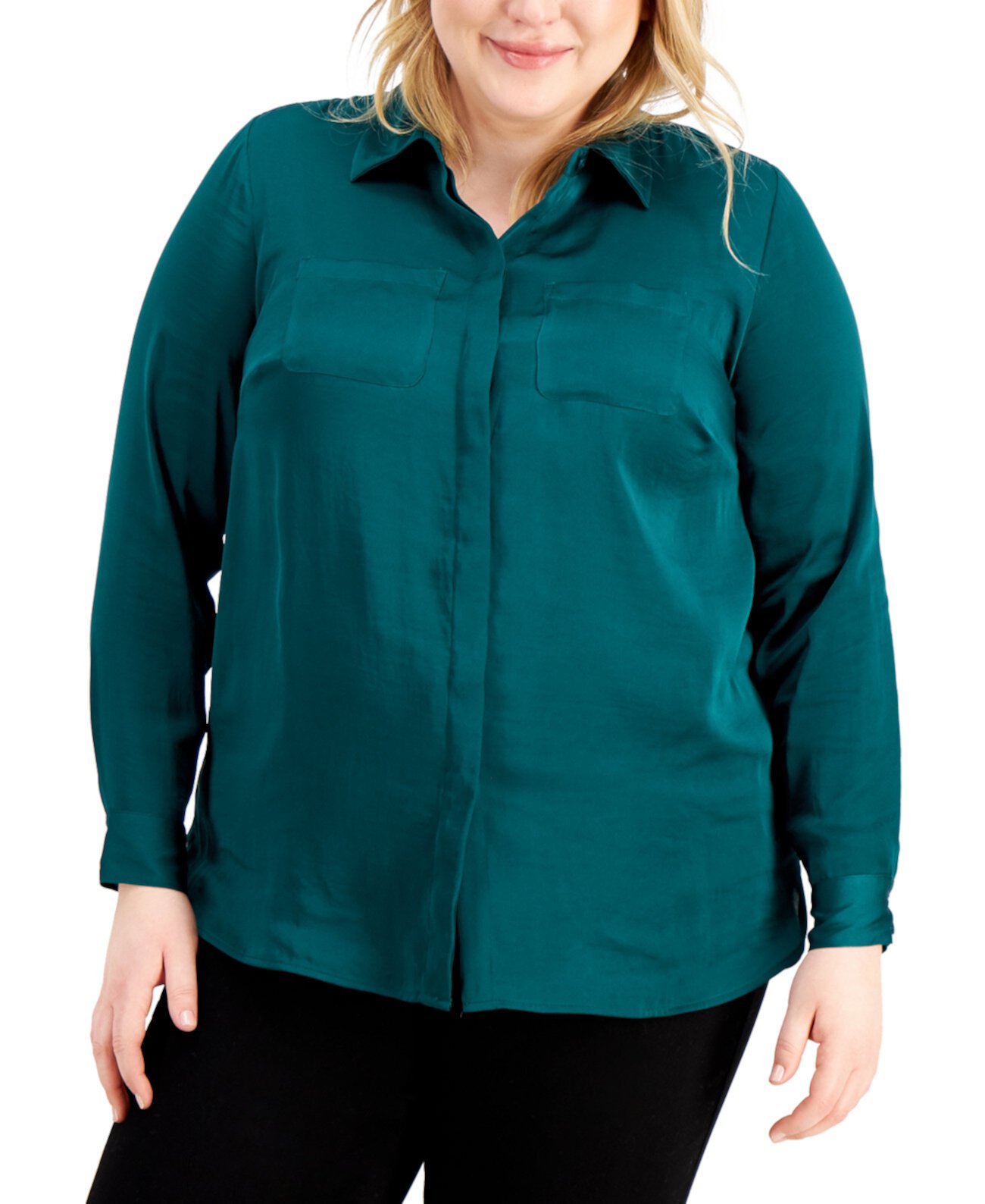 Рубашка с твердым шармом INC Plus Size, созданная для Macy's INC International Concepts