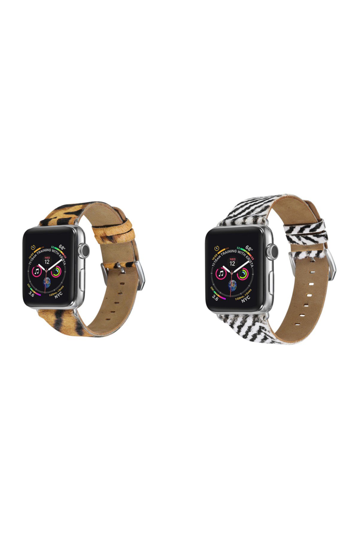 Кожаный ремешок с принтом нескольких животных для 42-мм / 44-мм Apple Watch Series 1, 2, 3, 4, 5 - Упаковка из 2 POSH TECH