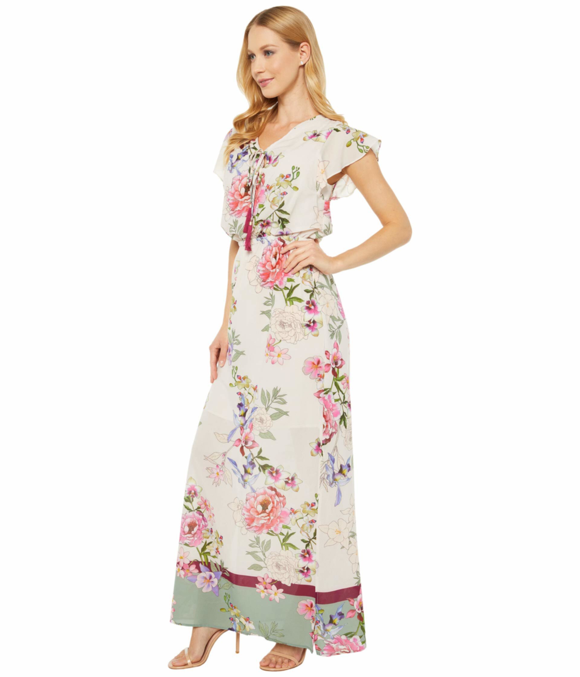 Платье макси с цветочным принтом Adrianna Papell