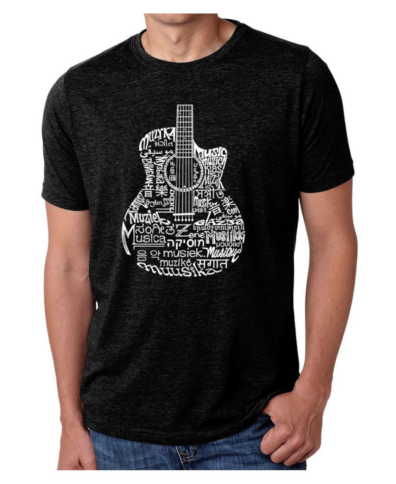Мужская футболка премиум-класса Word Art - Languages Guitar LA Pop Art