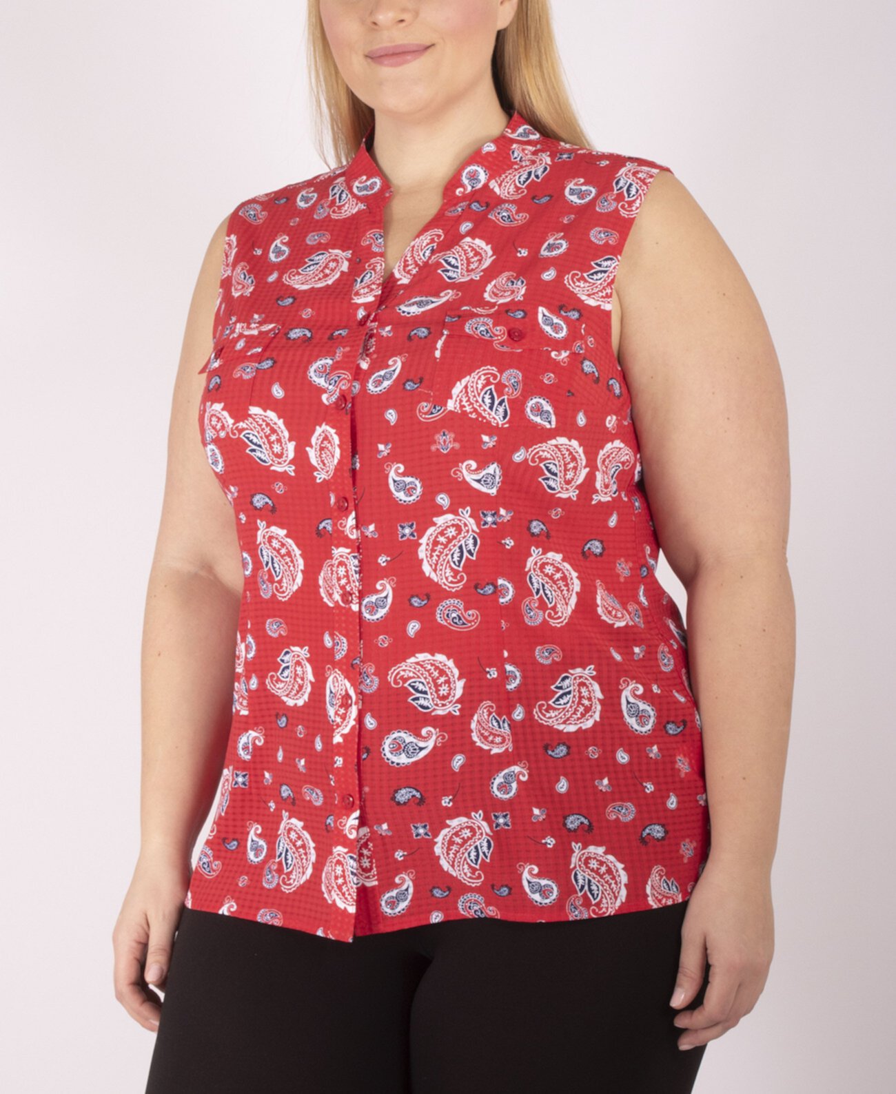 Женская рубашка большого размера с принтом без рукавов NY Collection