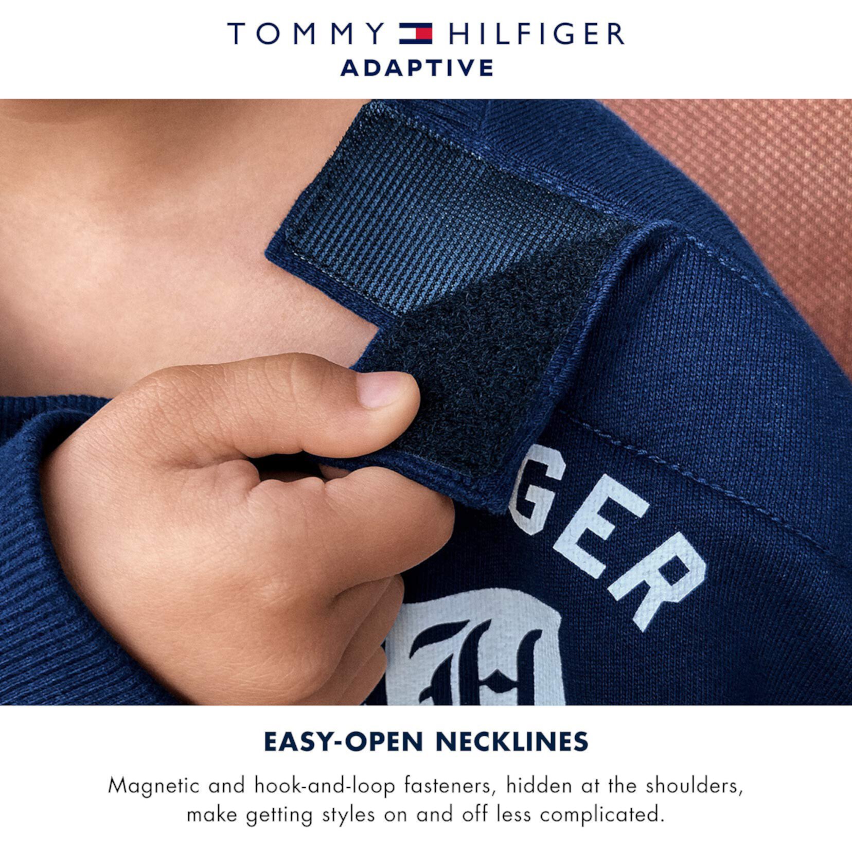 Толстовка с застежкой-липучкой на плечах Tommy Hilfiger Adaptive