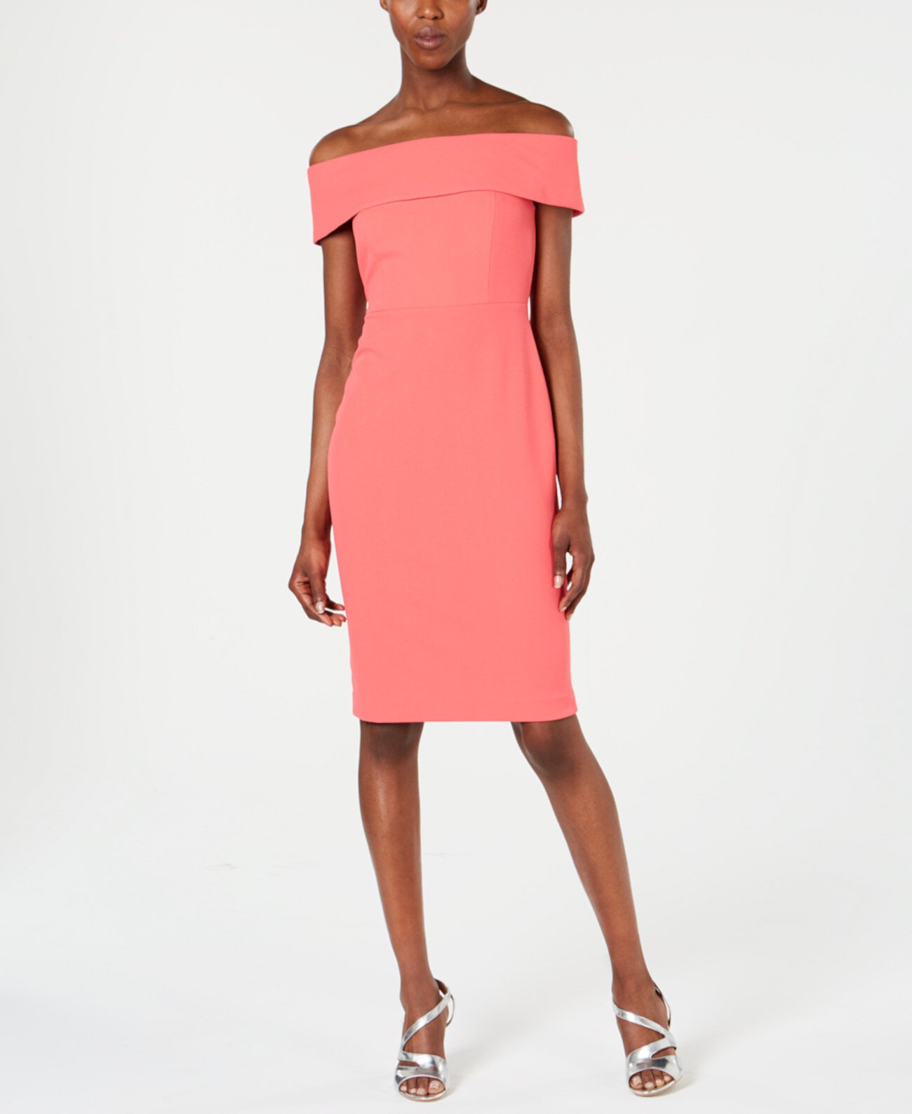 Миниатюрное платье-футляр с открытыми плечами Calvin Klein