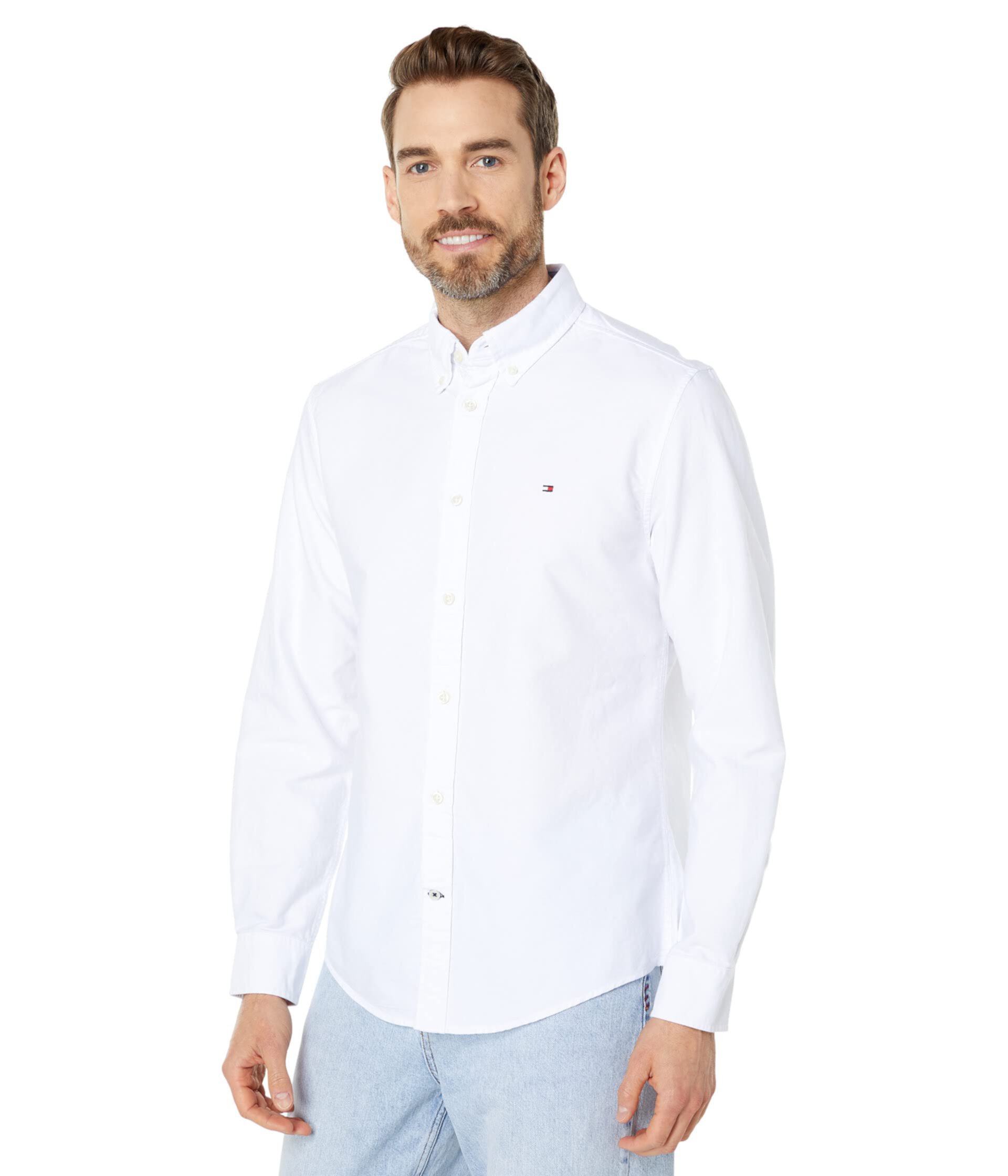 Однотонная оксфордская рубашка на пуговицах New England, индивидуальный крой Tommy Hilfiger