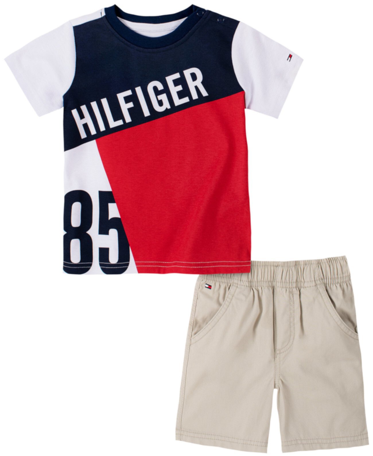 Мальчики 2-х шт. Футболка и шорты с цветным логотипом Tommy Hilfiger