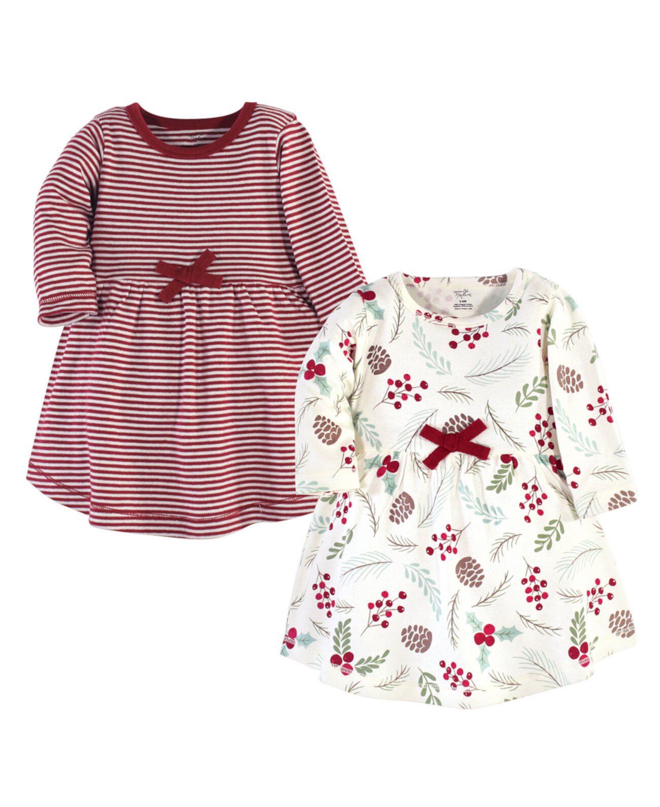 Baby Girls Organic Cotton Long-Sleeve Dresses 2pk, Holly Berry Touched by Nature