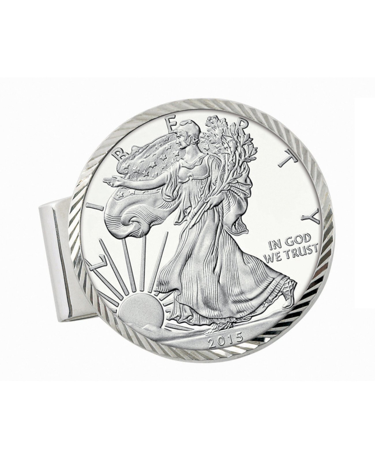 Зажим для монет с бриллиантами огранки стерлингового серебра с американским серебряным орлиным долларом American Coin Treasures