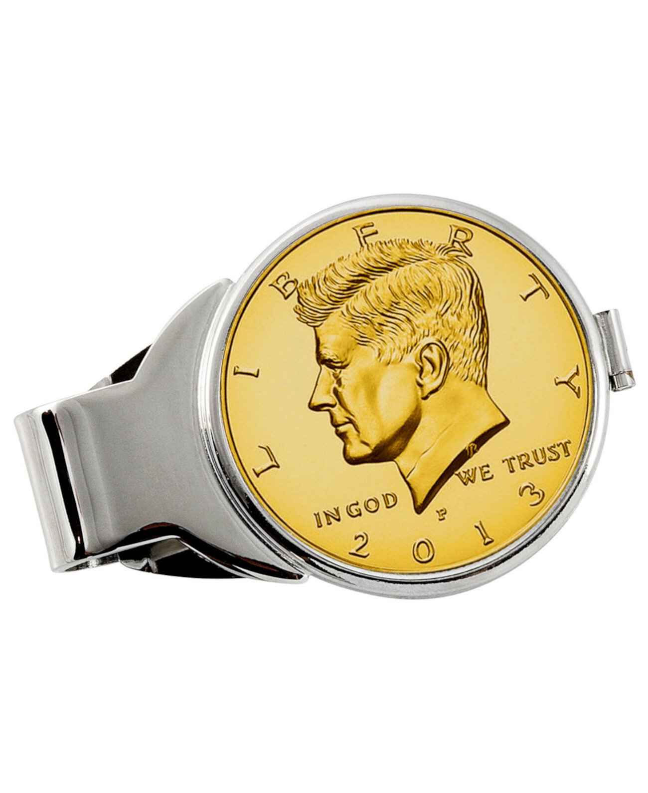 Мужской позолоченный зажим для денег JFK в форме полдоллара American Coin Treasures
