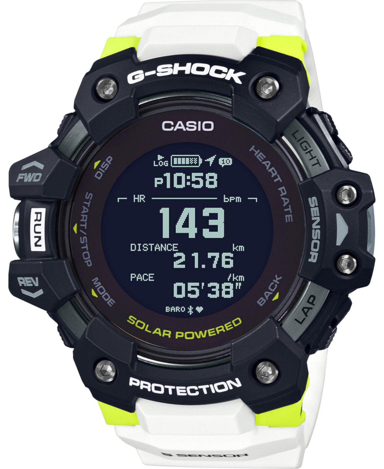 Мужские часы Solar Digital Connected Power Trainer с белым полимерным ремешком, 55 мм G-Shock