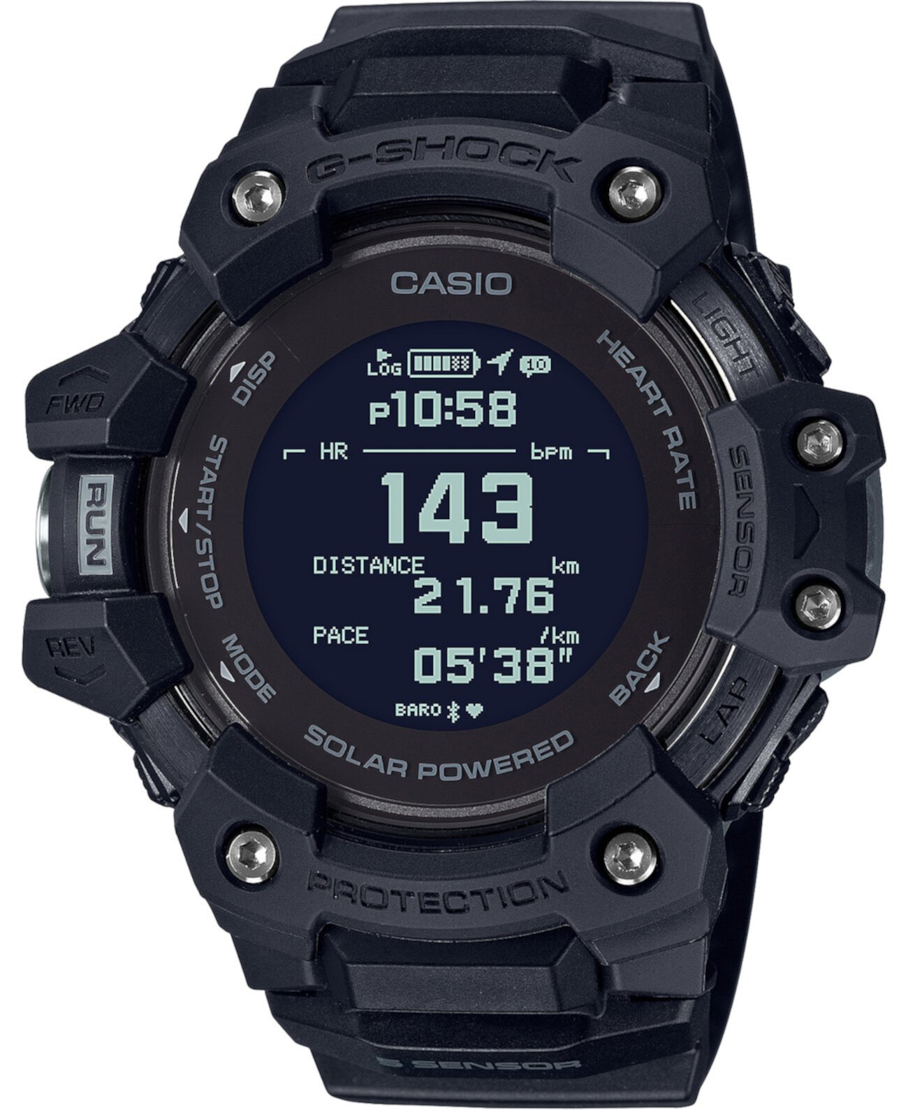 Мужские часы Solar Digital Connected Power Trainer с черным полимерным ремешком, 55 мм G-Shock