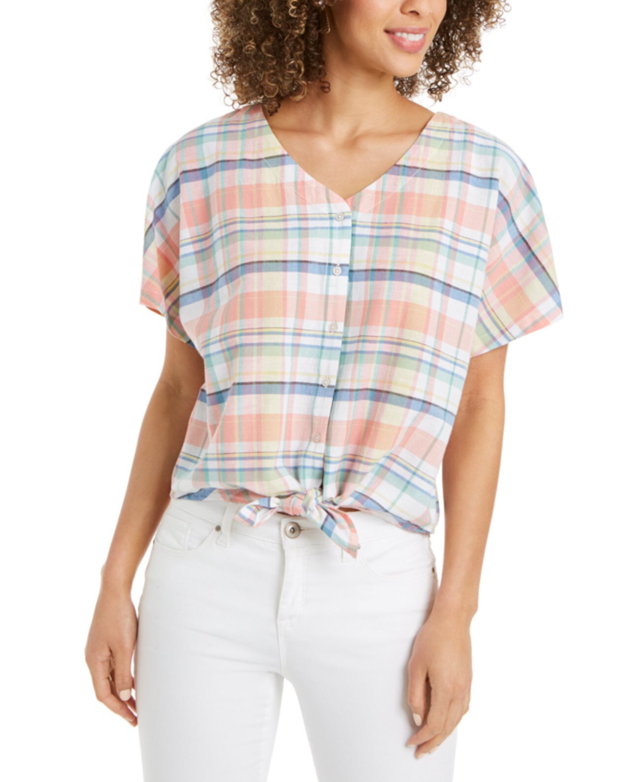 Маленькая блузка с завязками спереди, созданная для Macy's Style & Co