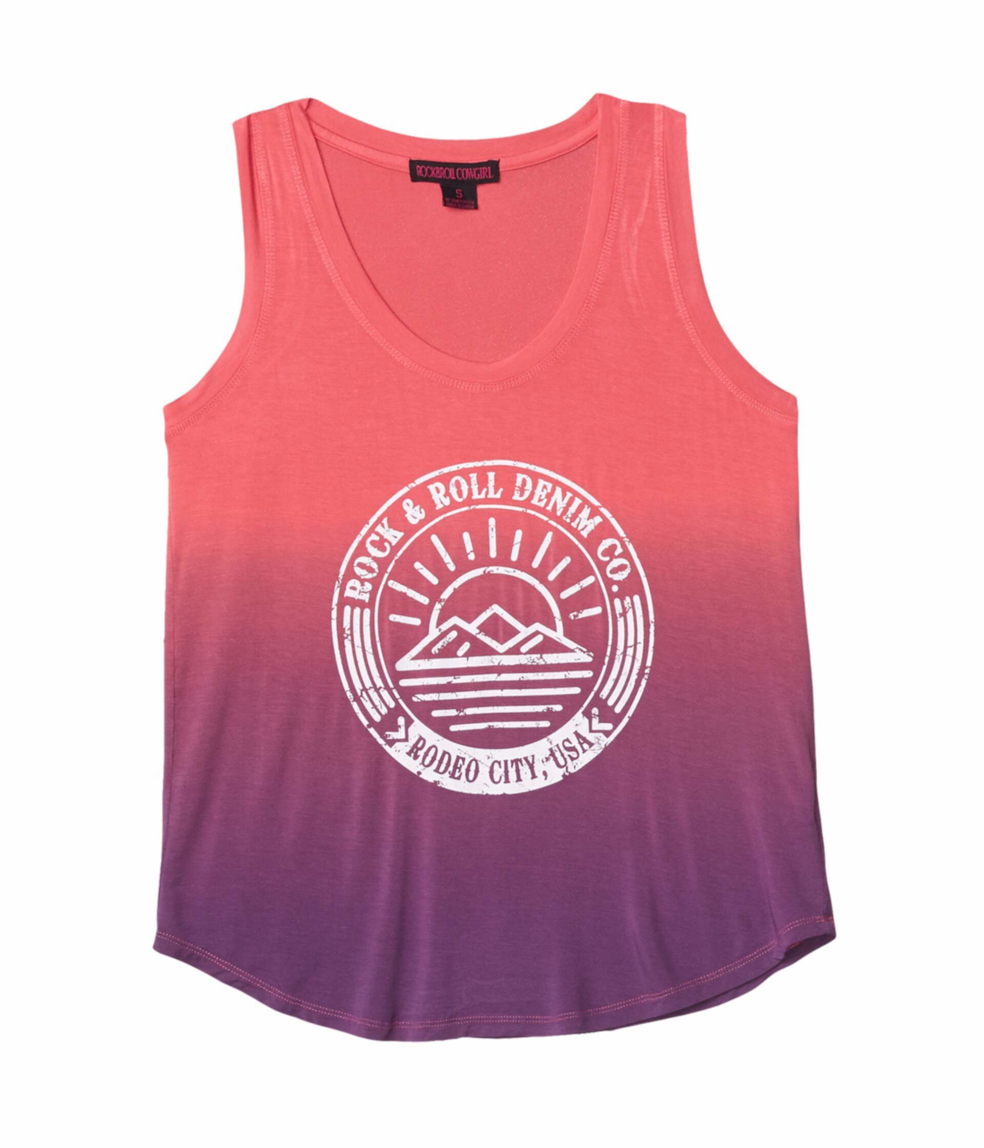 Dip-Dye Graphic Tank 49-5164 Rock and Roll Cowgirl