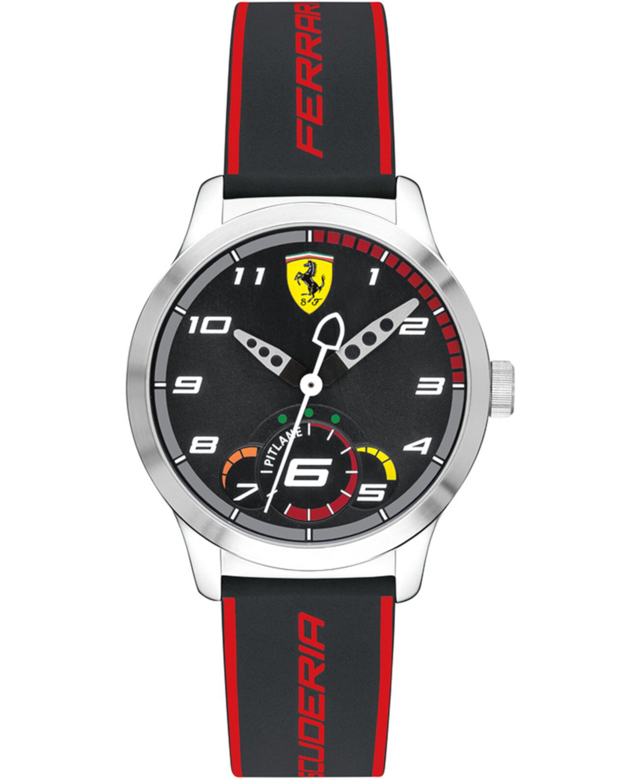 Дети Pitlane черный силиконовый ремешок часы 34 мм Ferrari