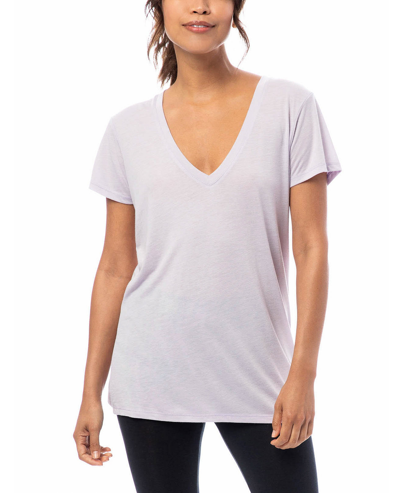 Женская футболка с V-образным вырезом из обтягивающего трикотажа Macy's