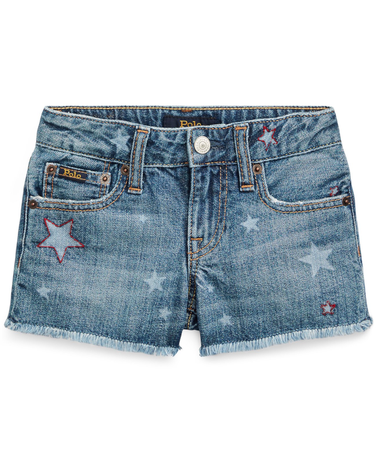 Хлопковые джинсовые шорты со звездами для маленьких девочек Ralph Lauren