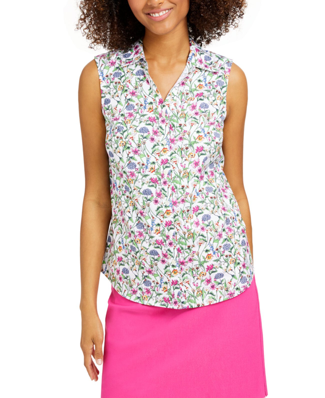 Рубашка Petite с цветочным принтом, созданная для Macy's Charter Club