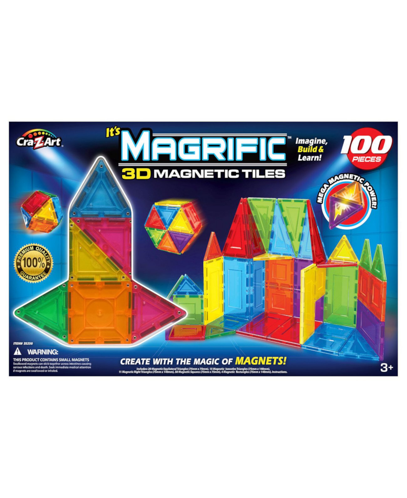 Cra Z Art Magrific 3D Магнитные плитки Магнитные игрушки Набор 100 штук Style Me Up!