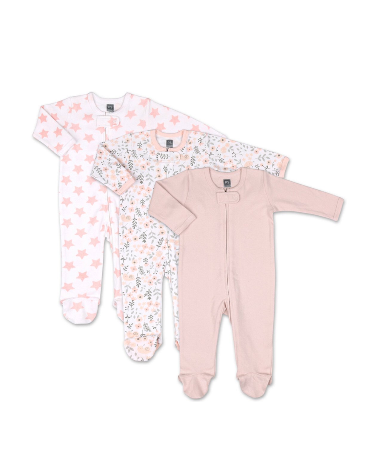 Пижамы The Peanutshell для девочек Baby Girls Flowers Stars 3 Pack Sleepers The Peanutshell