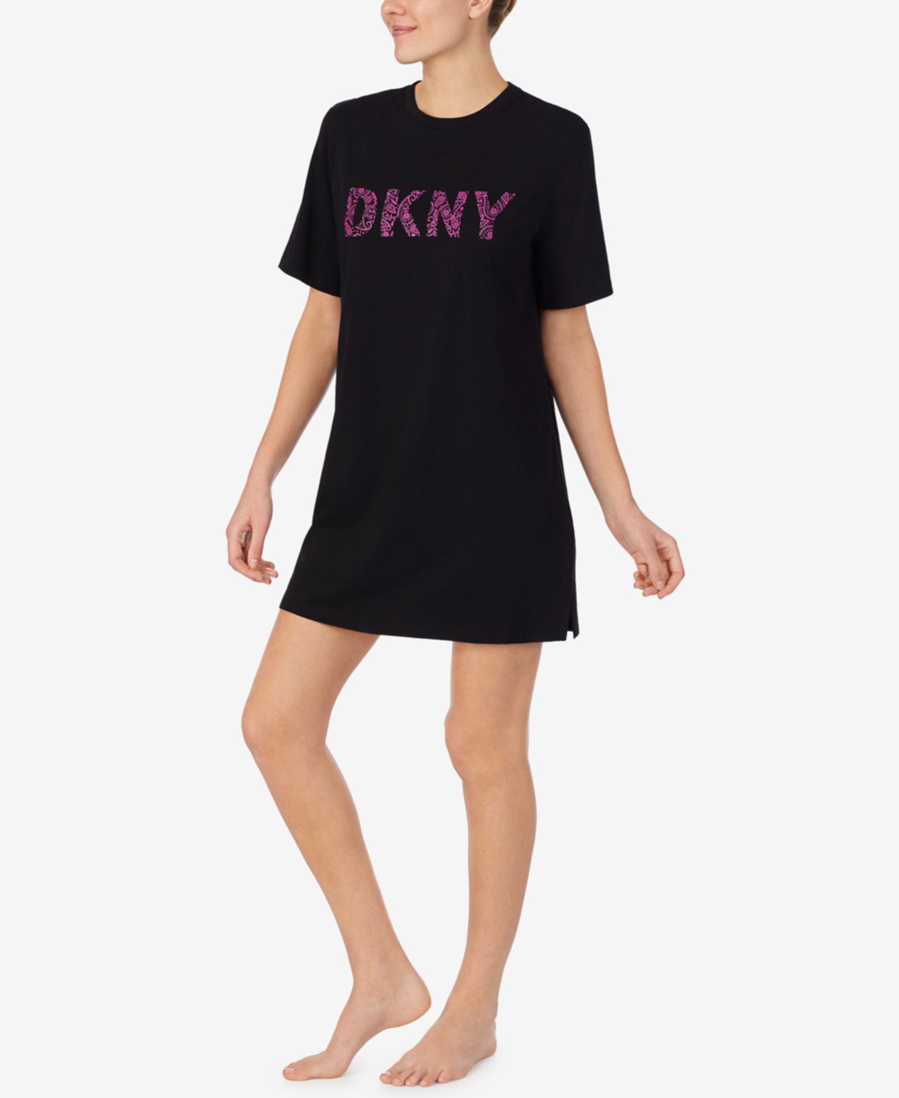 Женская рубашка с коротким рукавом с логотипом, ночная рубашка DKNY
