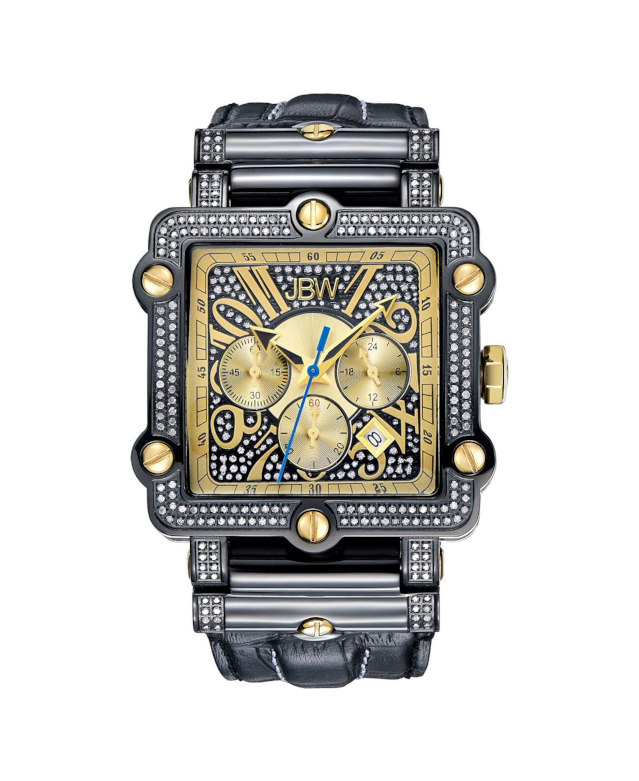 Мужские фантомные бриллианты (1 карат.т.) черные часы с ионным покрытием из нержавеющей стали JBW