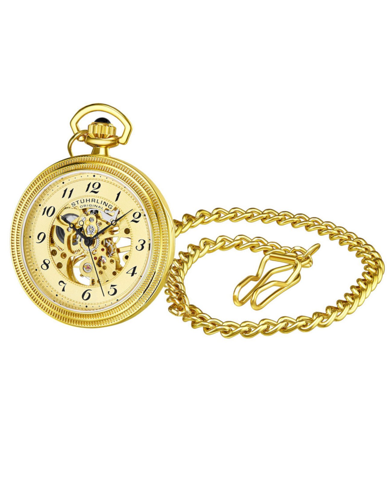Мужские золотые тоновые карманные часы из нержавеющей стали 48мм Stuhrling