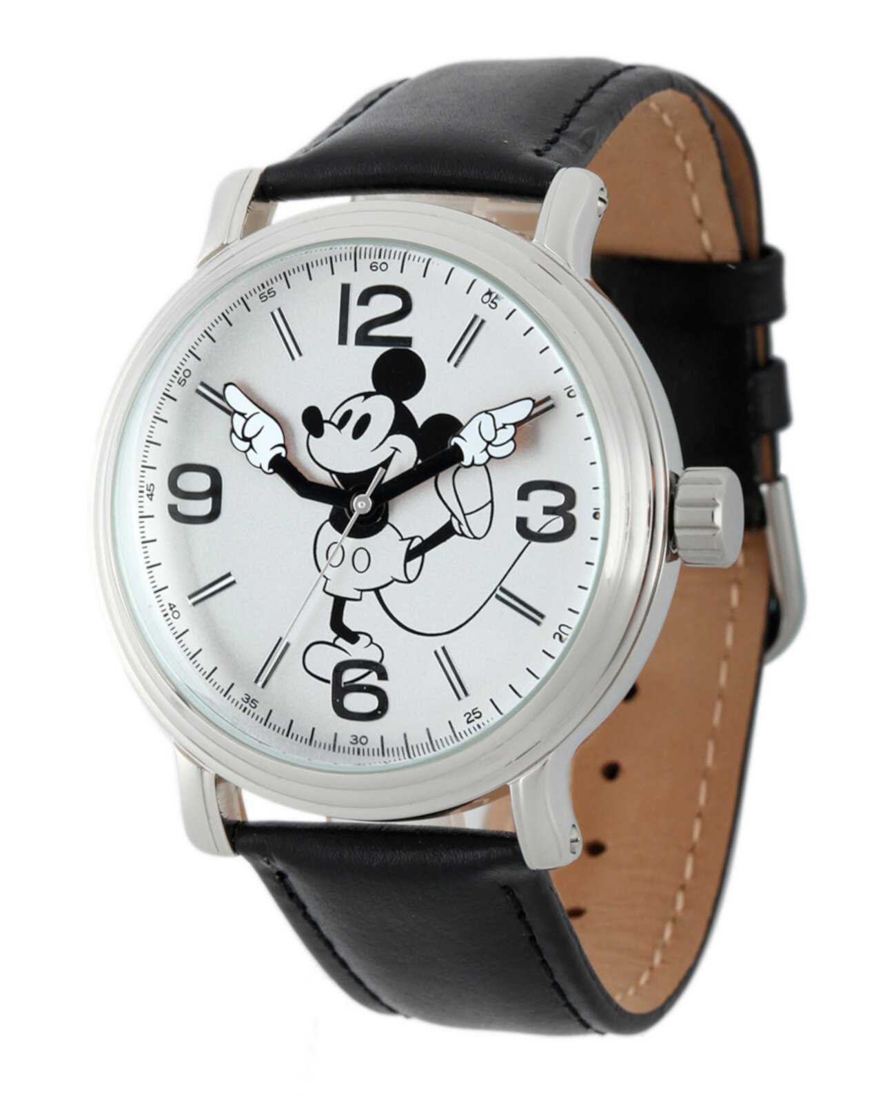 Мужские блестящие серебряные винтажные часы из сплава Disney Mickey Mouse из сплава Ewatchfactory