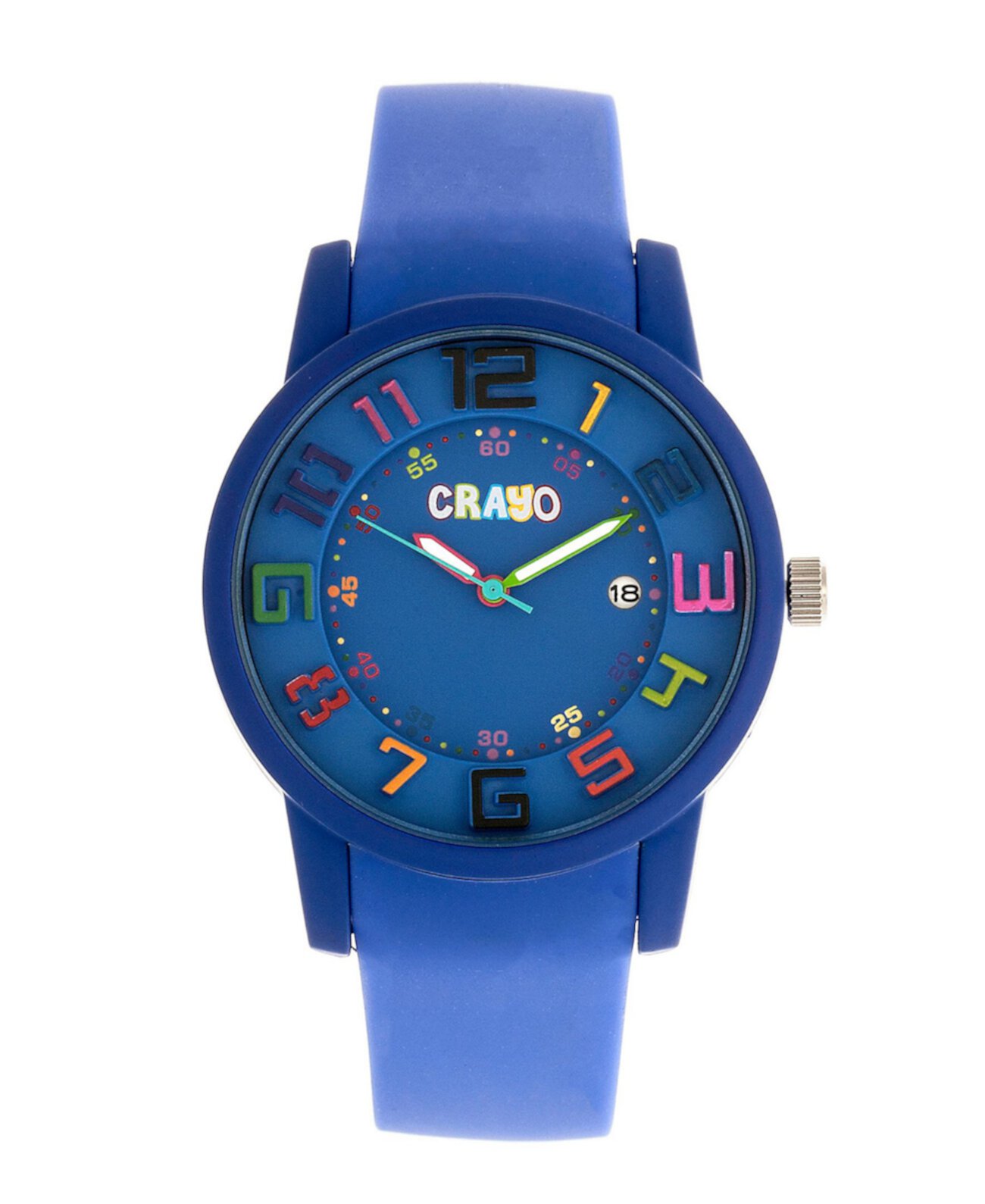 Унисекс Фестиваль Синие часы с силиконовым ремешком 41мм Crayo