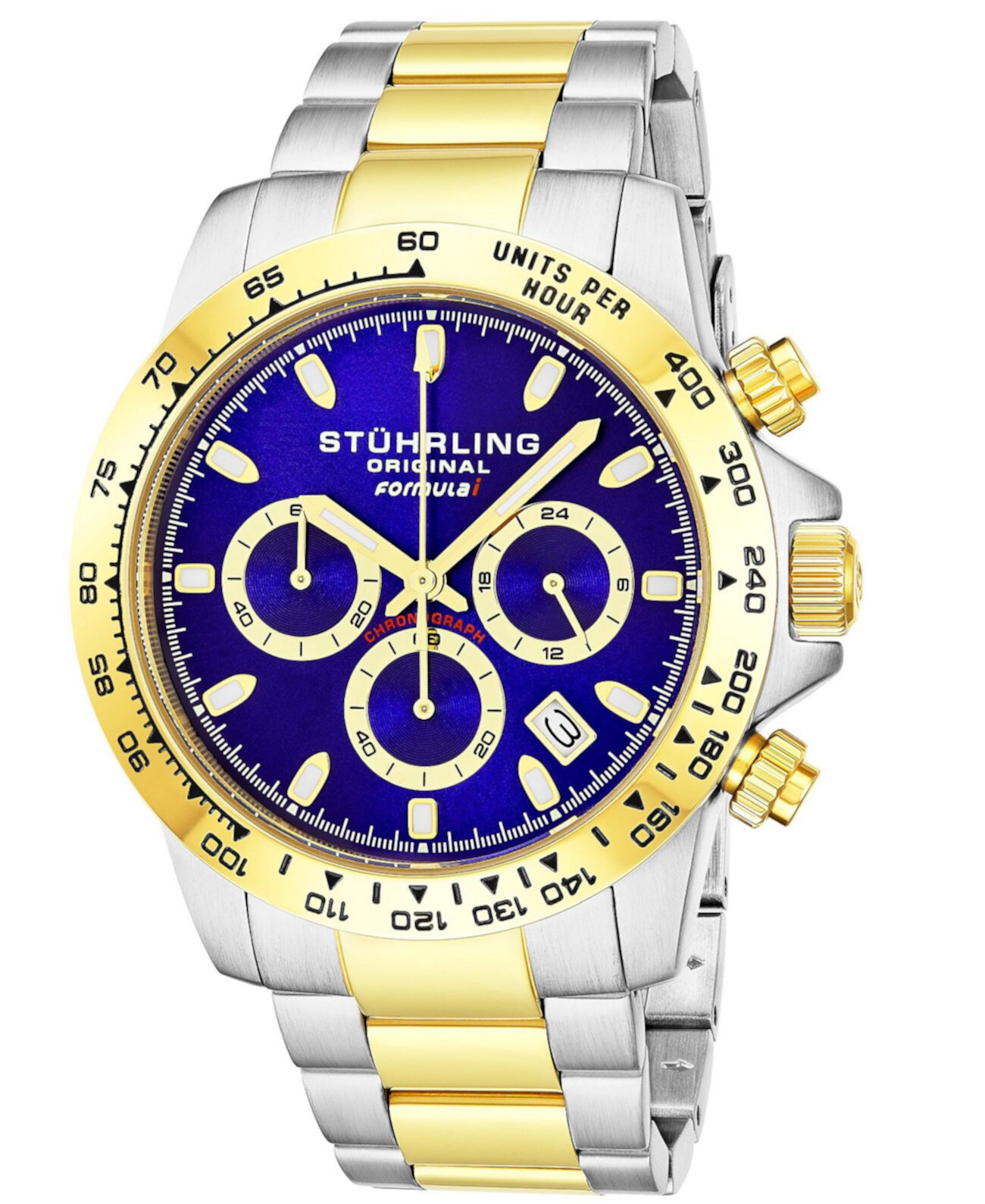 Мужские кварцевые часы с хронографом серебристого цвета с браслетом из нержавеющей стали, 42 мм Stuhrling