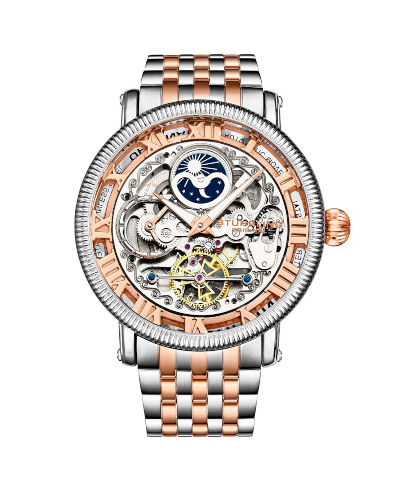 Мужские розовое золото - серебряные часы-браслет из нержавеющей стали 49мм Stuhrling