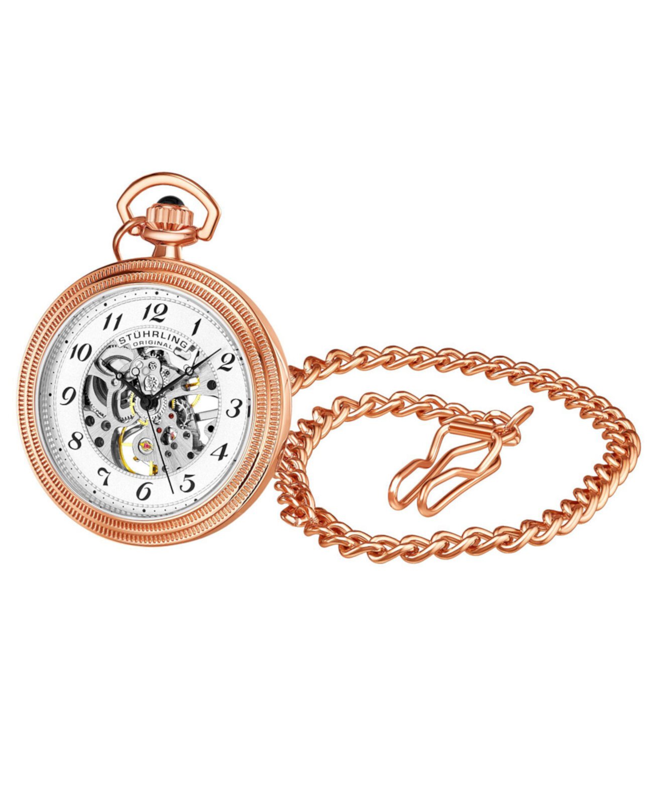 Мужские розовые золотые цепные карманные часы из нержавеющей стали 48мм Stuhrling