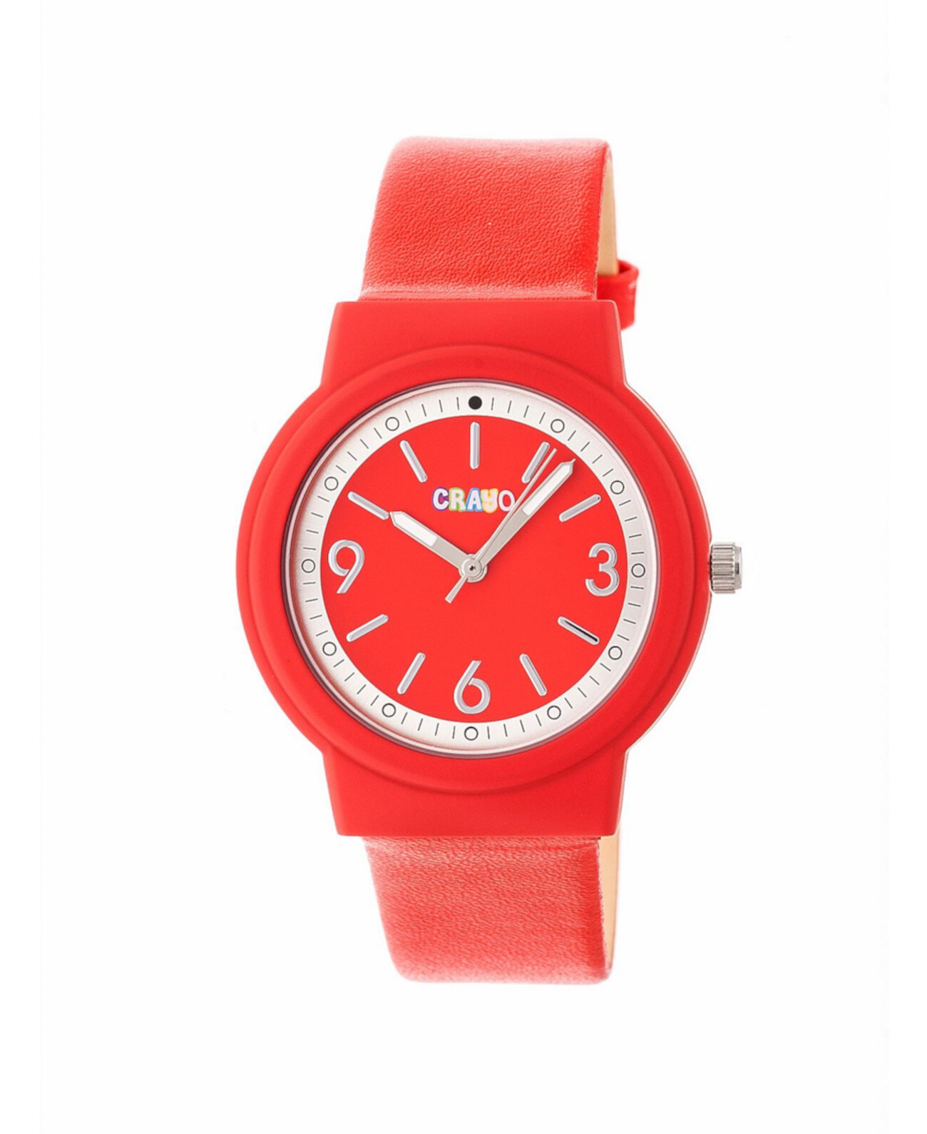 Унисекс Яркие красные часы с ремешком из искусственной кожи 36 мм Crayo