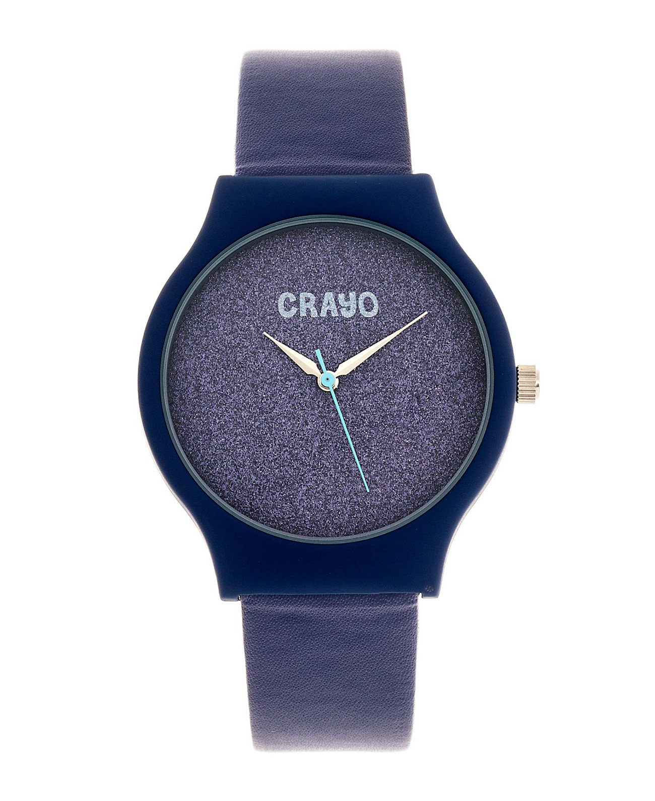 Мужские блестящие синие часы с ремешком из искусственной кожи 36 мм Crayo