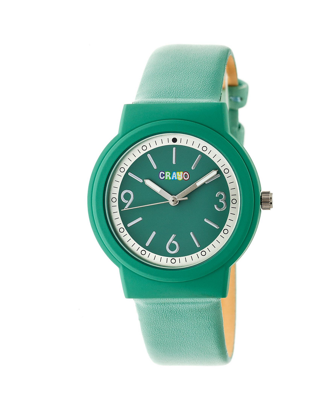 Унисекс Яркие зеленые часы с ремешком из искусственной кожи 36 мм Crayo