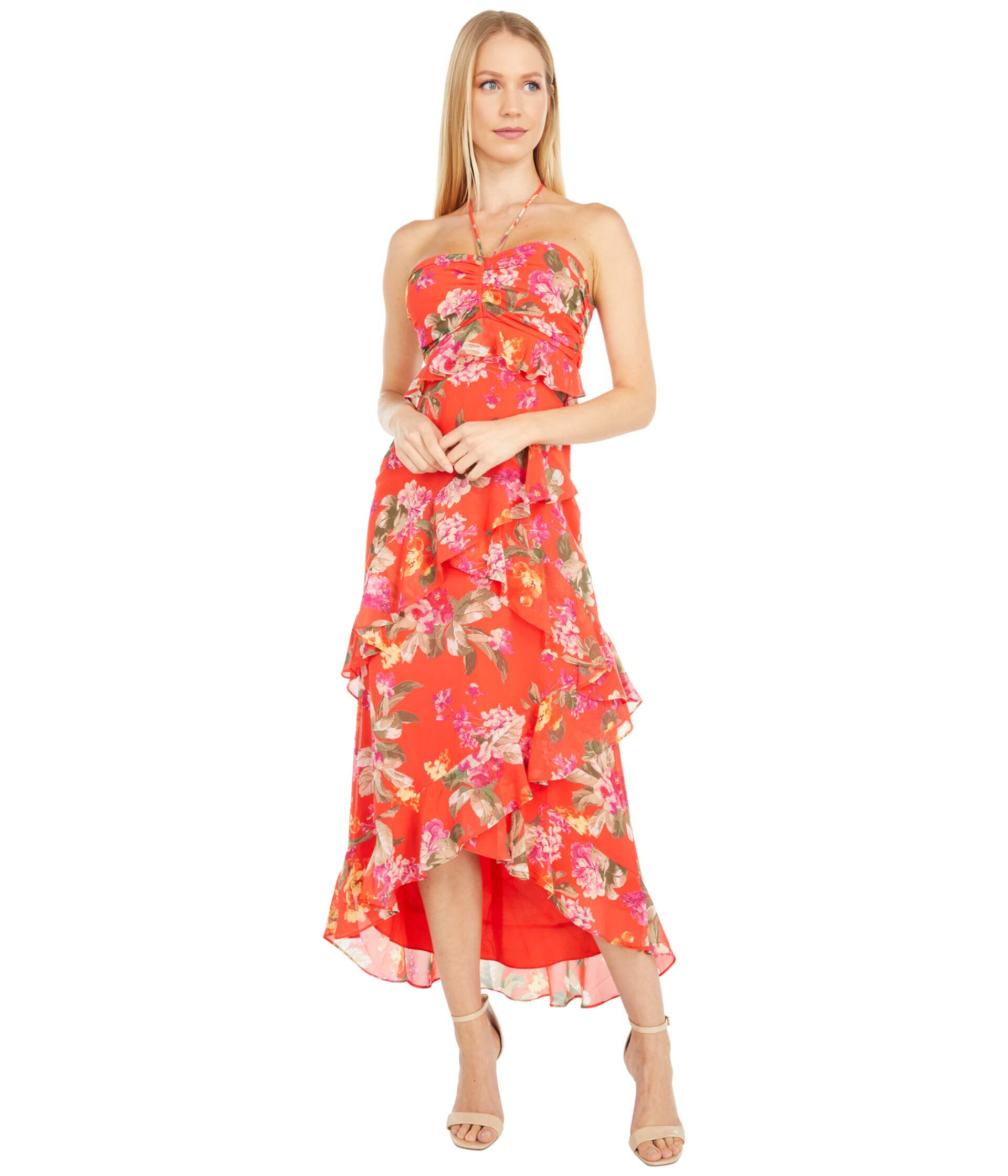 Zander Tiered Halter Midi Dress Wayf