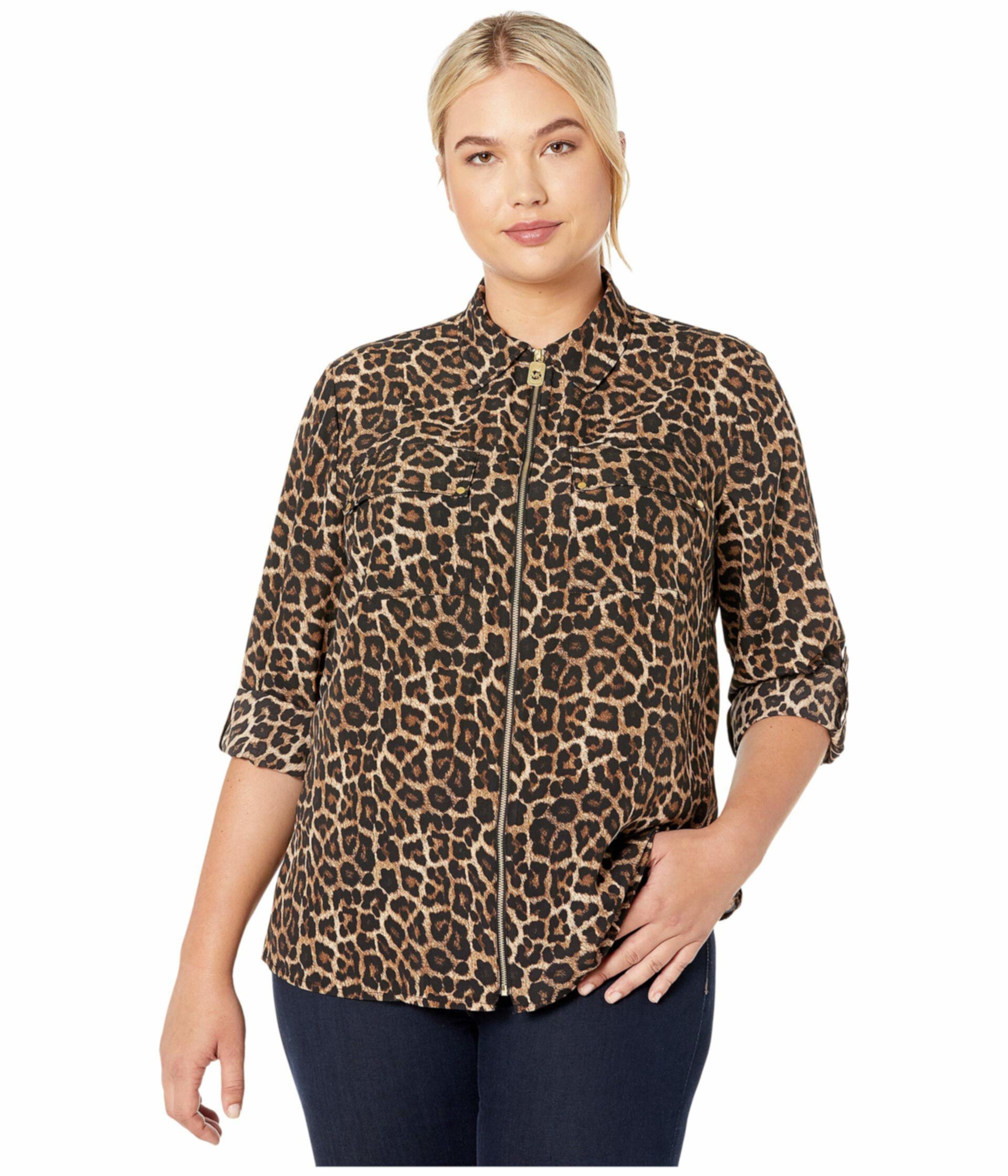 Женская блузка Plus Size Leopard Dog Tag от MICHAEL Michael Kors MICHAEL Michael Kors