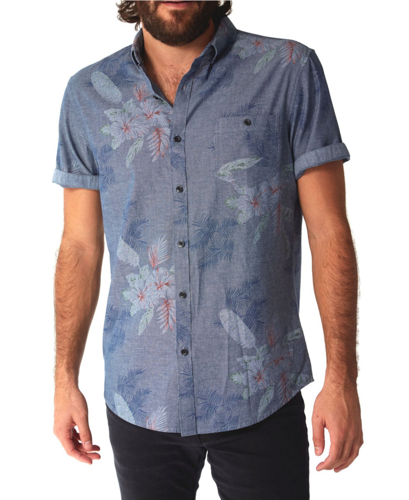 Мужская рубашка-пуговица с цветочным принтом Chambray PX
