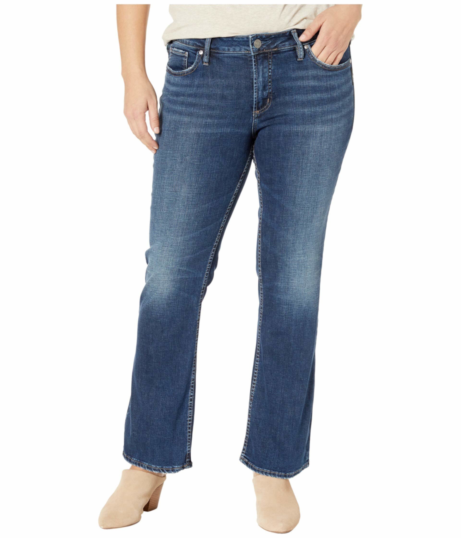 Узкие зауженные джинсы средней длины с широкими пуховиками Suki большого размера в цвете Индиго W93616SDK424 Silver Jeans Co.