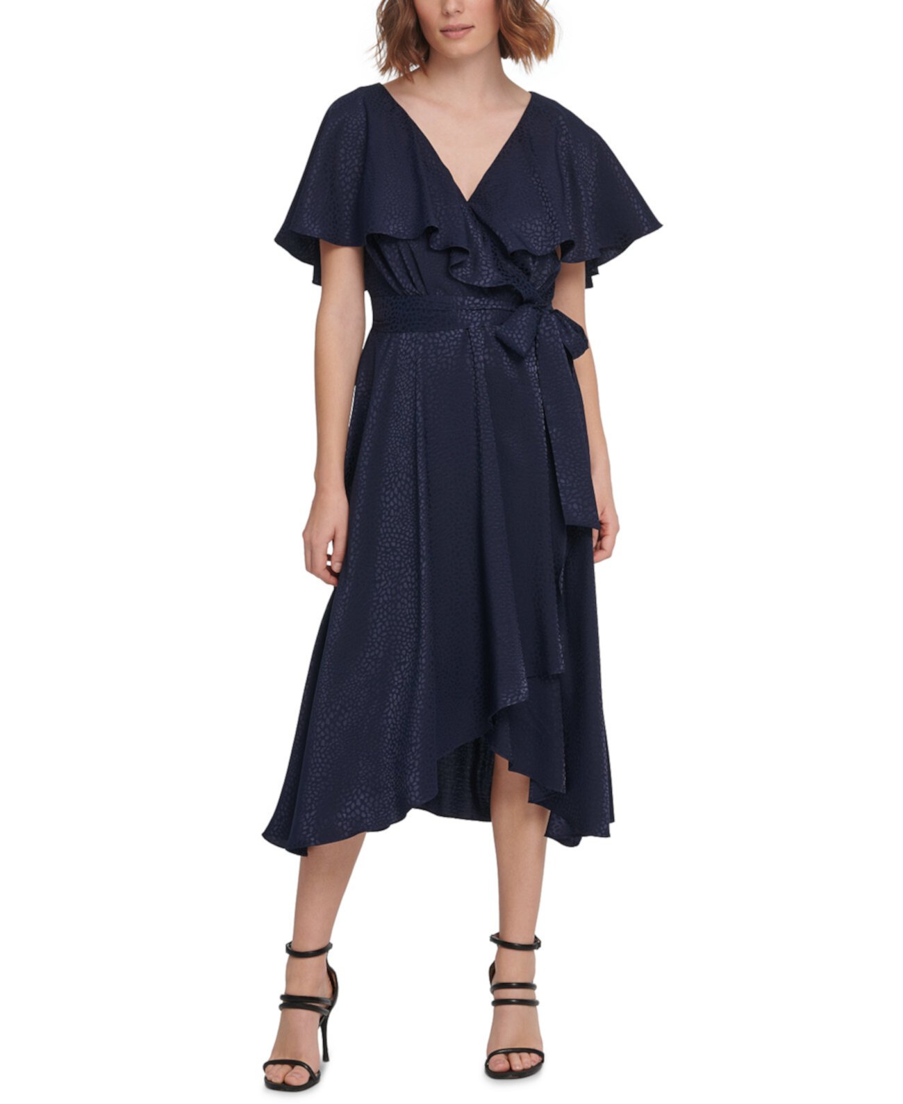 Платье в стиле флаттер-накидка с фактурной тканью DKNY