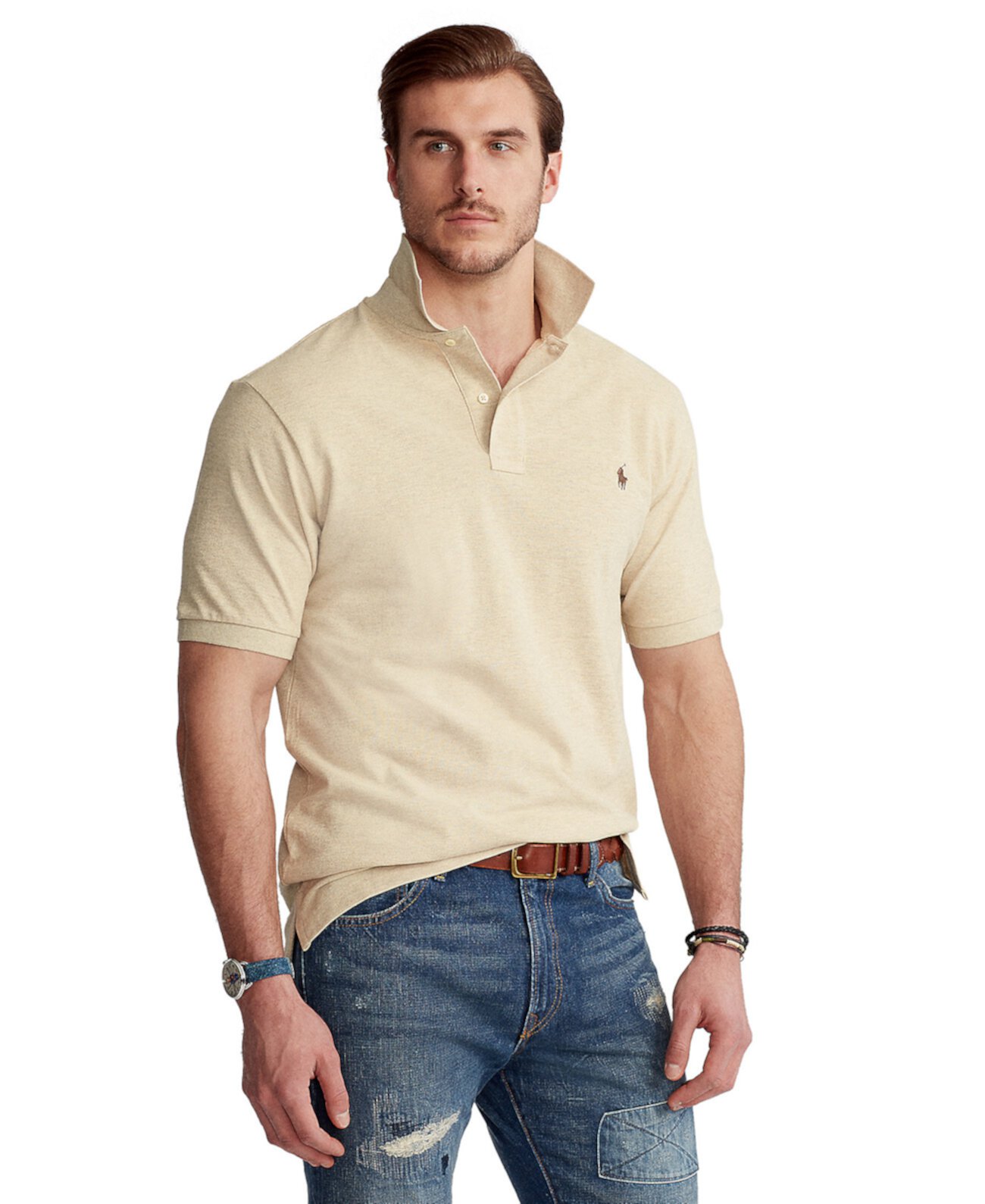 Мужская футболка-поло из хлопковой сетки классического кроя для больших и высоких Ralph Lauren