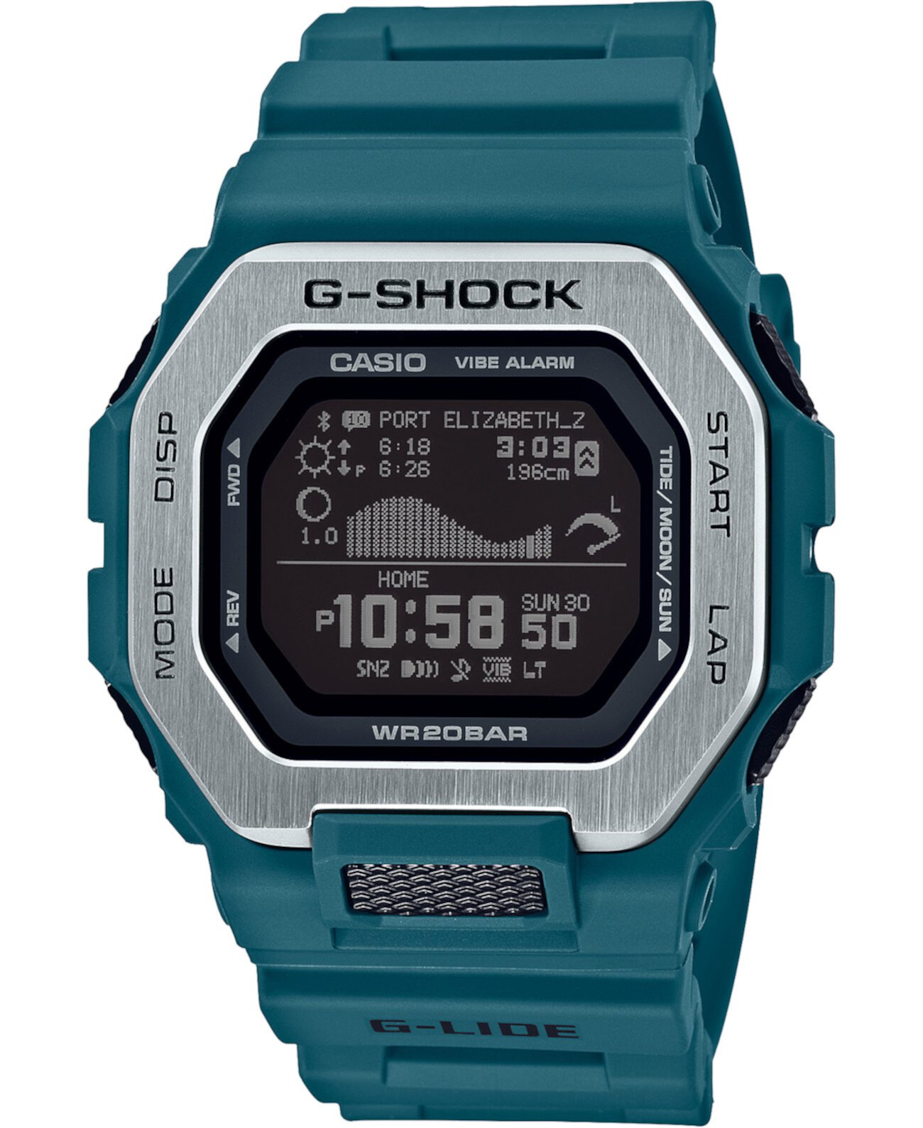 Мужские часы Connected Digital G-Lide с синим полимерным ремешком, 46 мм G-Shock