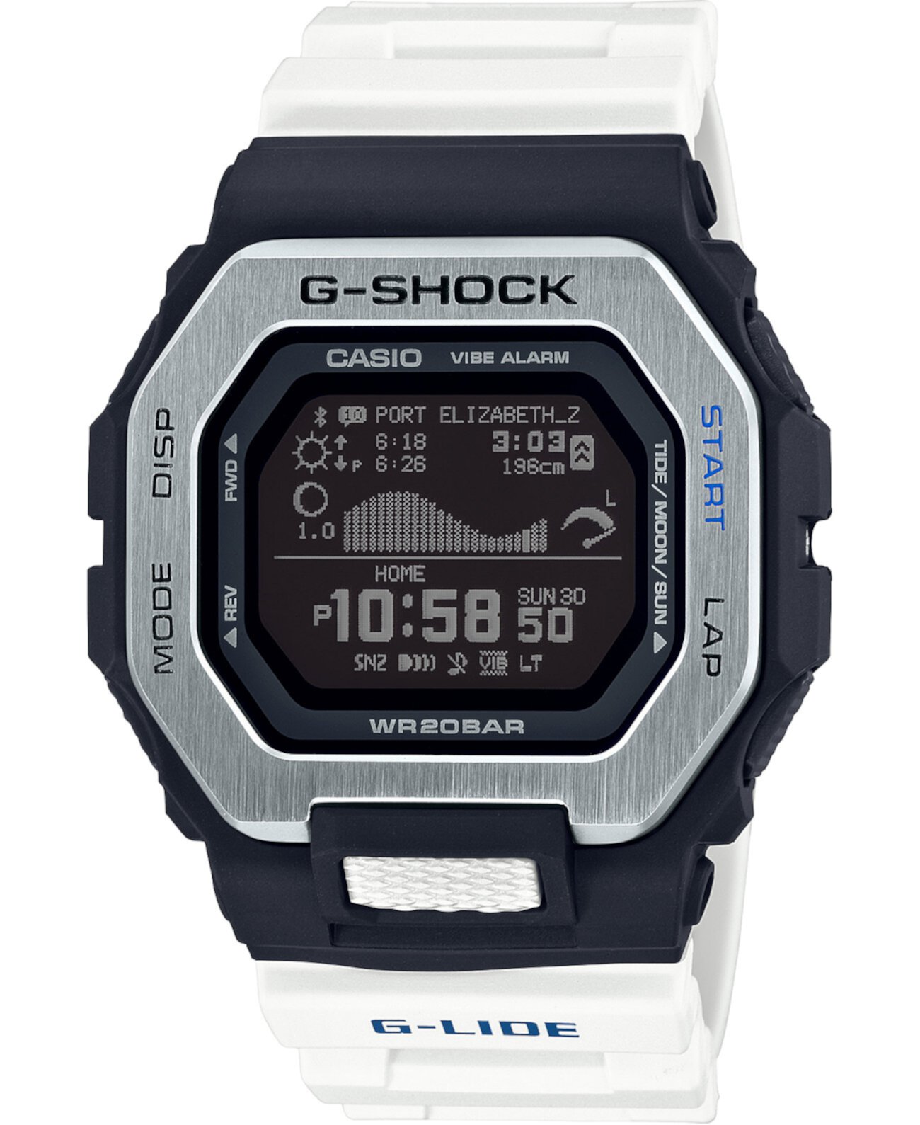 Мужские часы с цифровым ремешком G-Lide белого цвета 46 мм G-Shock