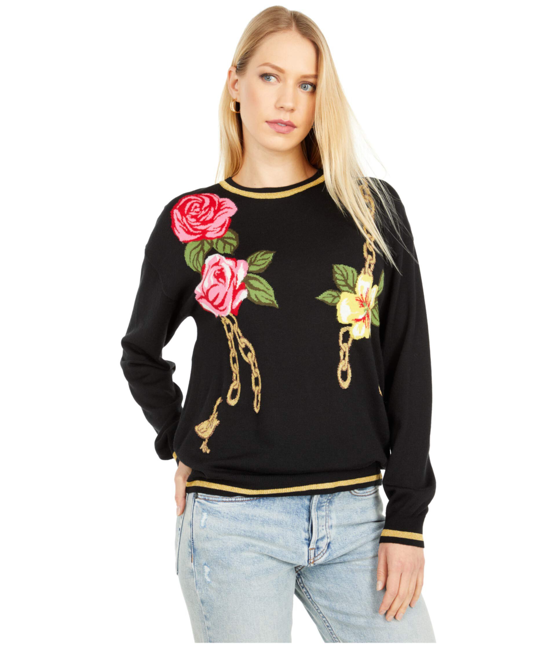 Роза и цепной свитер Boutique Moschino