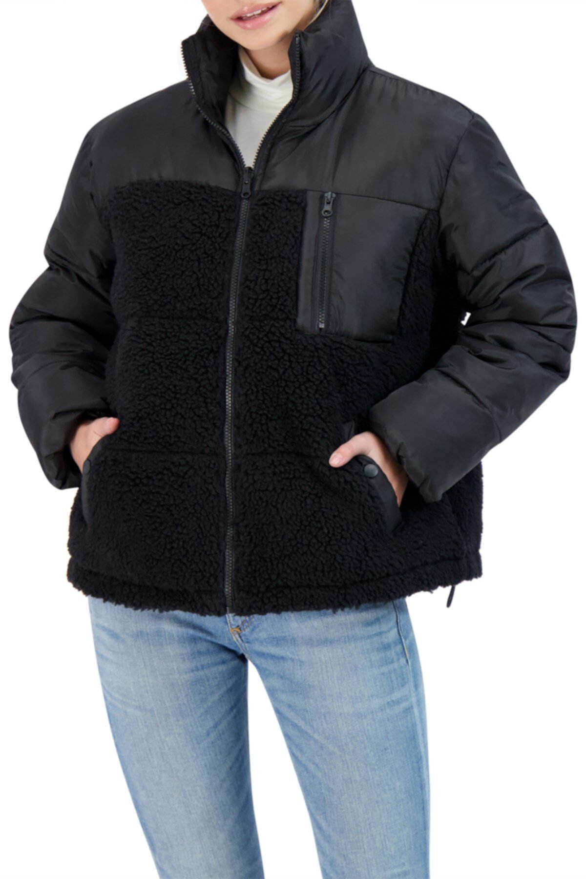 Куртка-пуховик с отделкой из искусственной шерсти Sebby Sebby