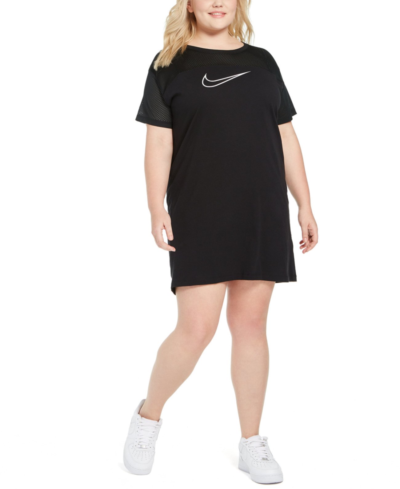 Контрастное спортивное платье больших размеров с сеткой Nike