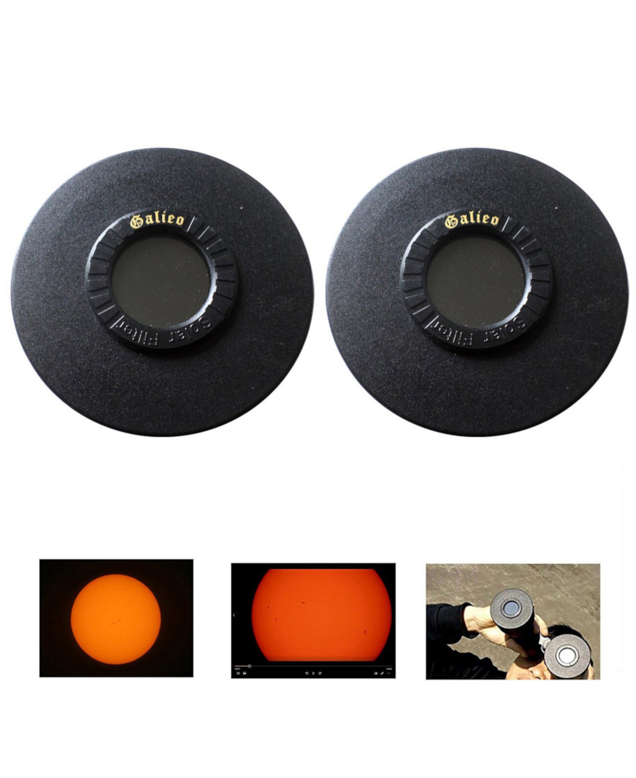 2 заглушки для солнечных фильтров для биноклей 70 мм Galileo