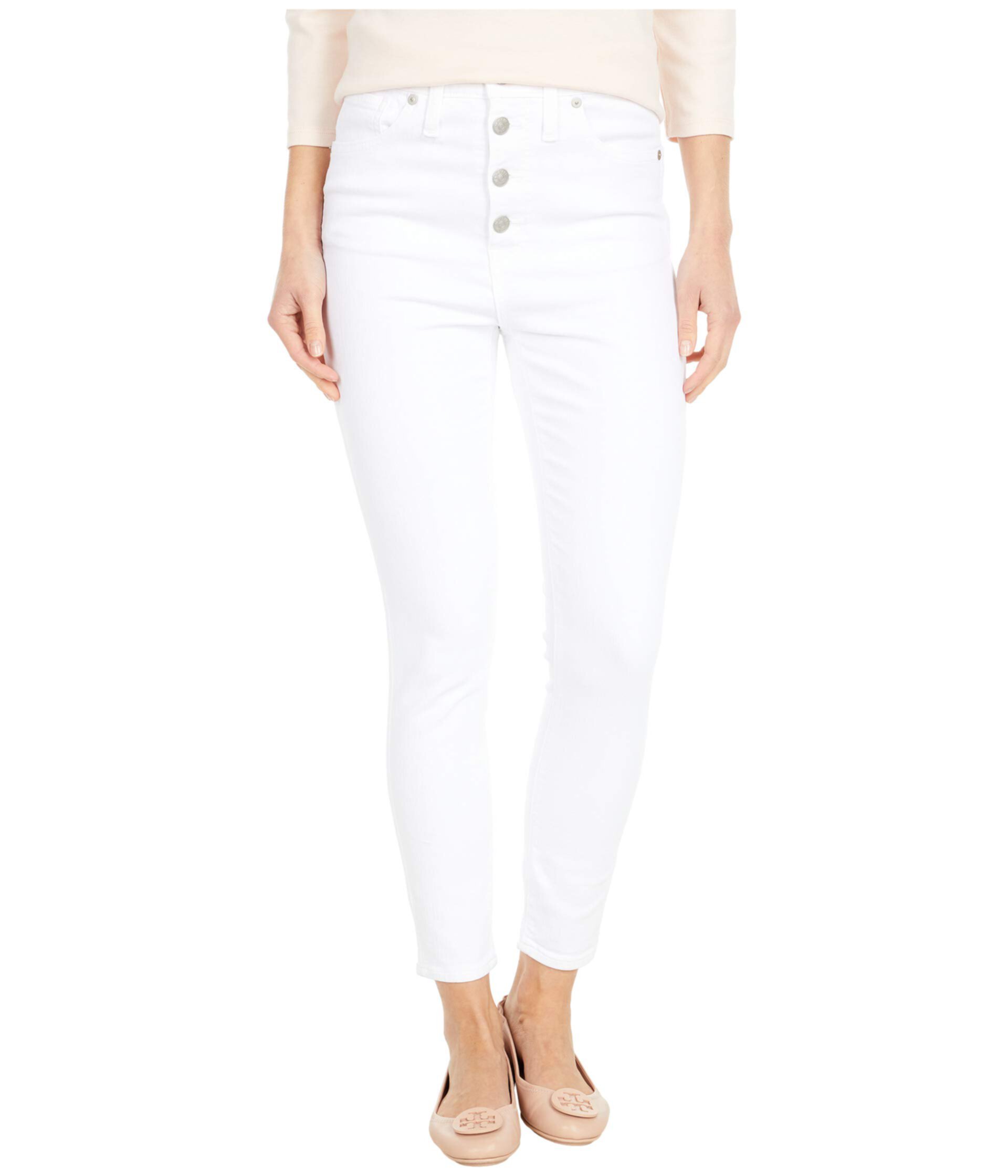 10" High-Rise Skinny Crop Jeans in Pure White: Button-Front Edition Madewell