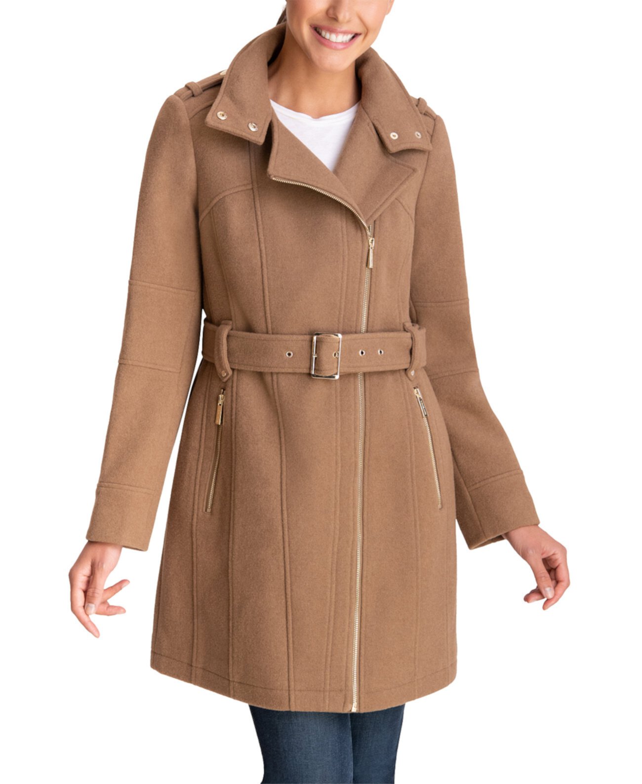 Асимметричное пальто с поясом, созданное для Macy's Michael Kors