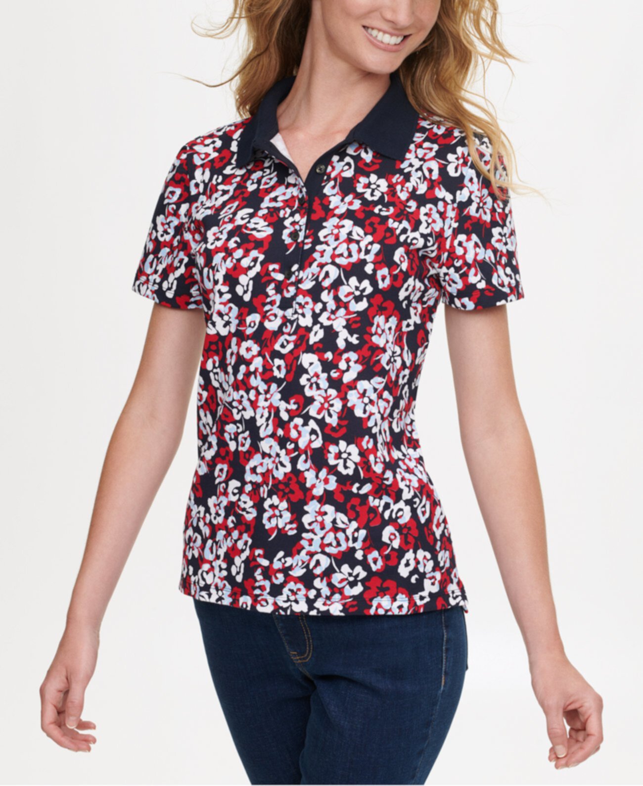 Рубашка-поло с цветочным принтом, созданная для Macy's Tommy Hilfiger