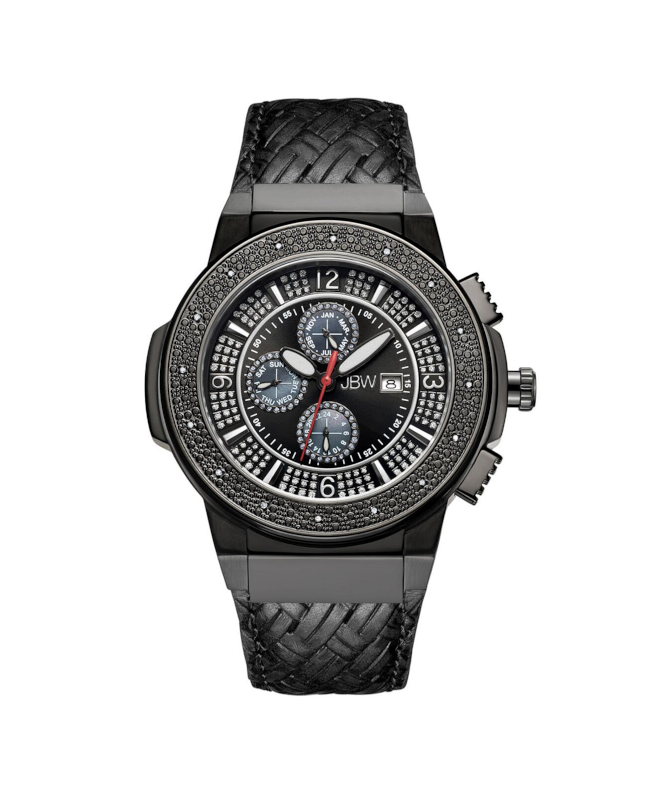 Мужские часы Saxon Diamond (1/6 карата) из нержавеющей стали с черным ионным покрытием JBW