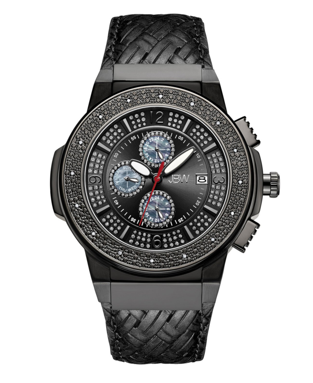 Мужские часы Saxon Diamond (1/6 карата) из нержавеющей стали с черным ионным покрытием JBW